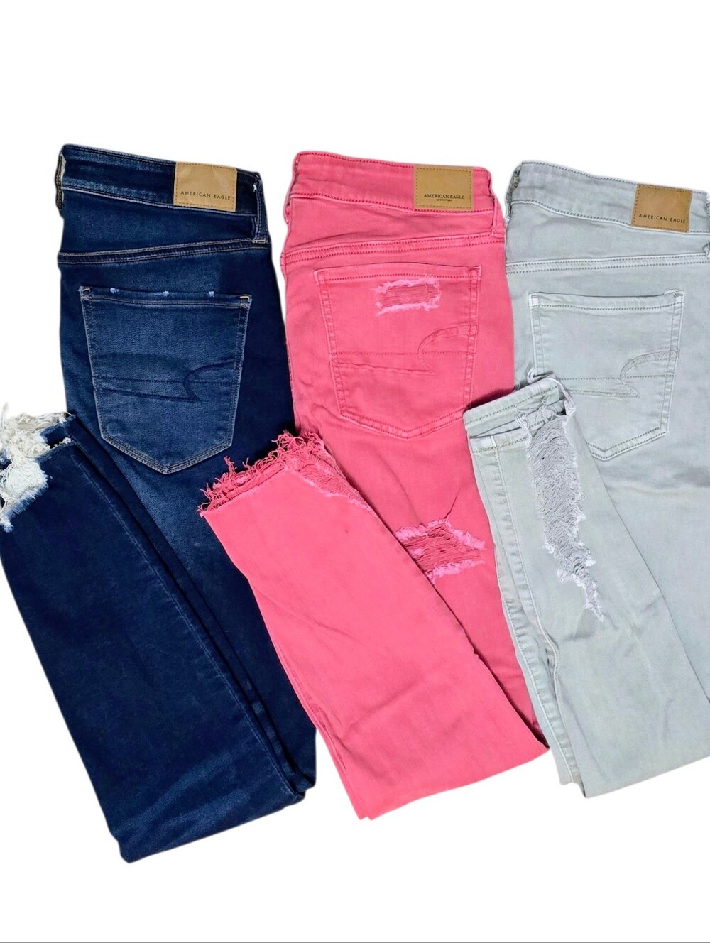 American Eagle Outfitters Women’s Skinny Jeans - Navy, Pink, Light Gray Size 6